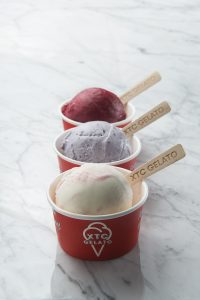 Strawberry Yoghurt Gelato, Blueberry Gelato, Blackcurrant Sorbetto